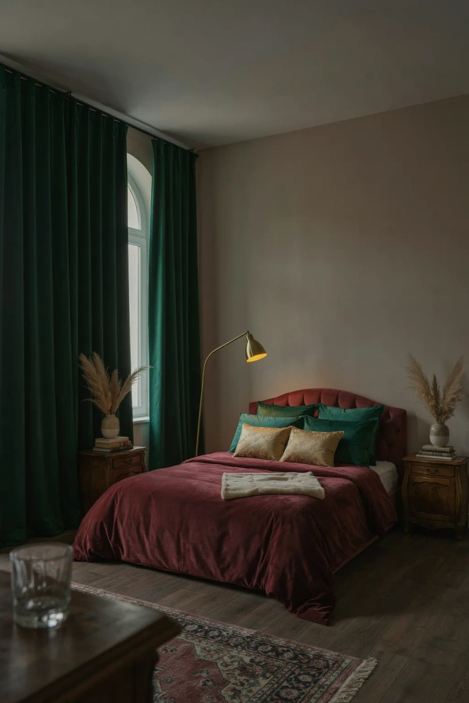 Burgundy and Emerald Green Jewel Tones