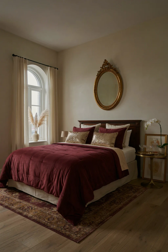 Burgundy and Gold Glamour Burgundy Bedroom Ideas