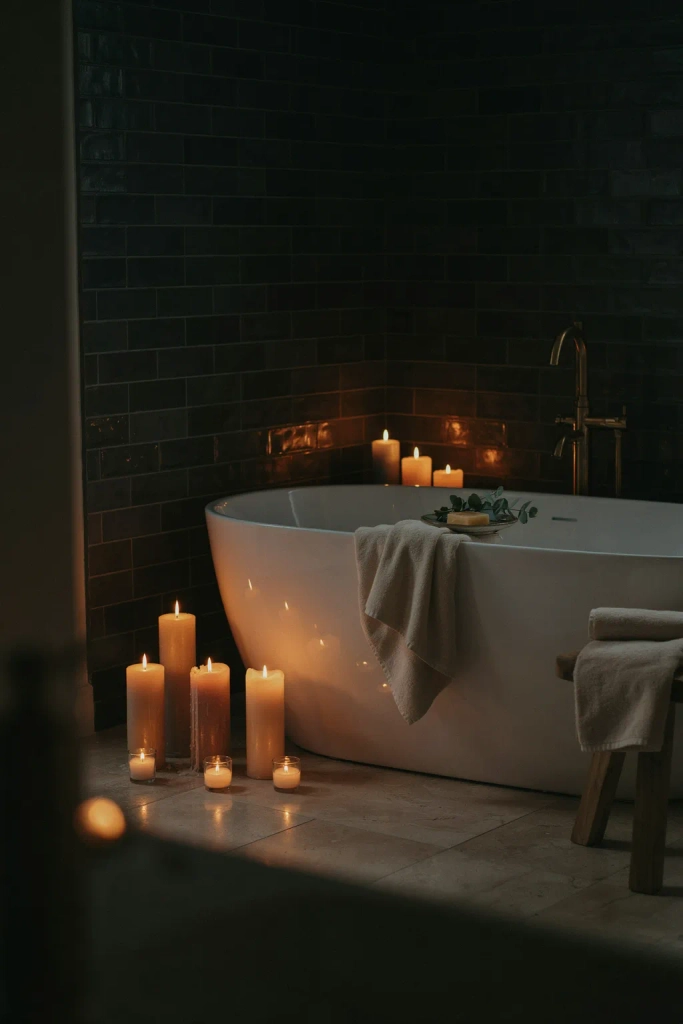 Candles Around the Bathtub Cozy Bathroom Ideas