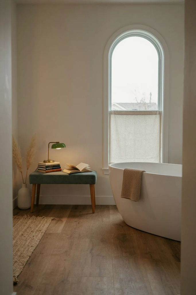 Cozy Reading Nook Beside the Tub
