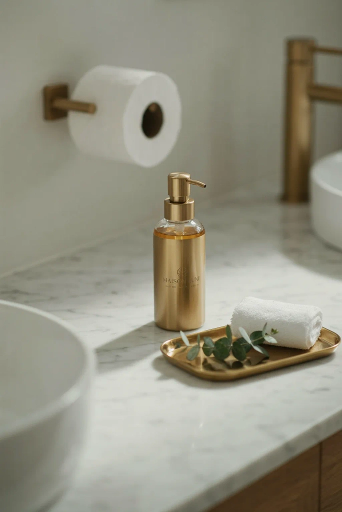 Gold Toilet Paper Holder and Accessories