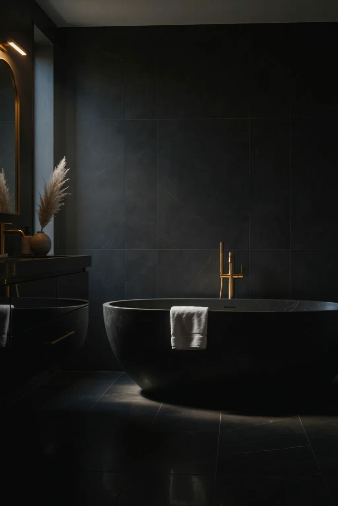 Gold and Black Contrast Bathroom