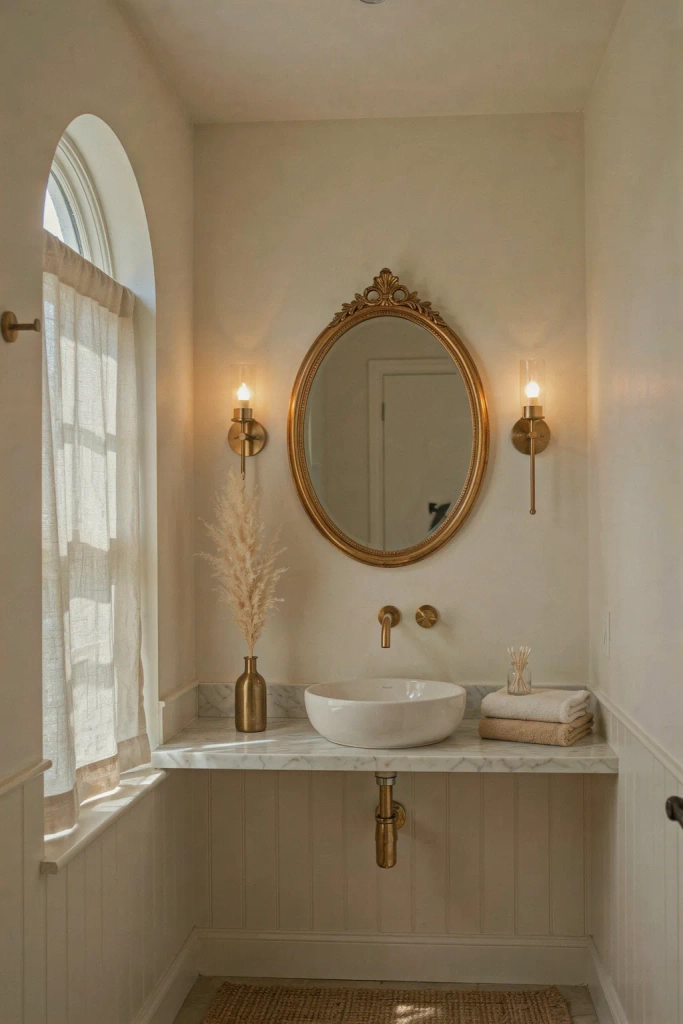 Gold and Cream Powder Room
