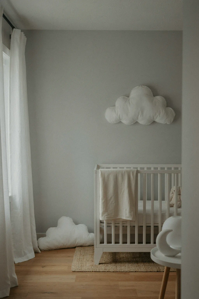 Grey Nursery with Cloud Decor