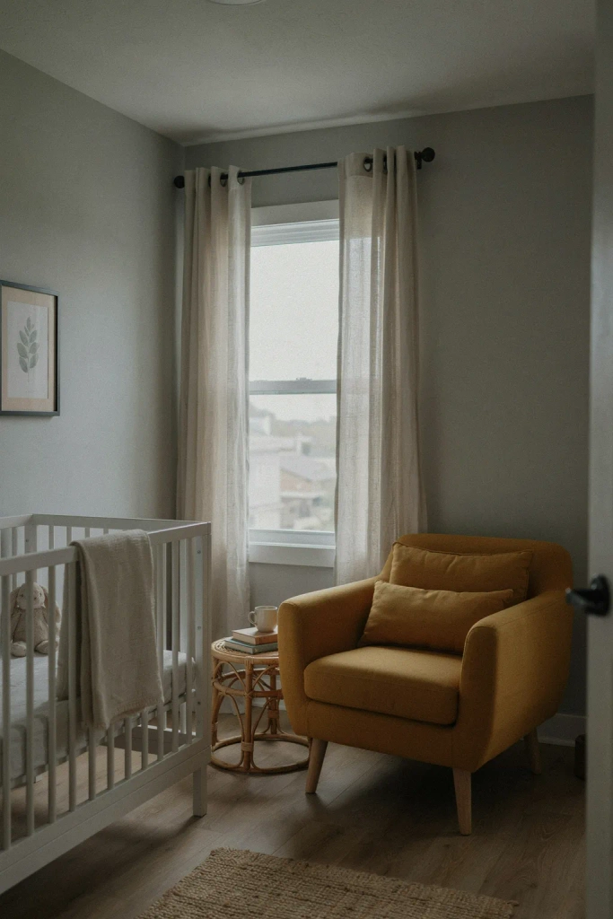  Grey Nursery with Mustard Yellow Accents