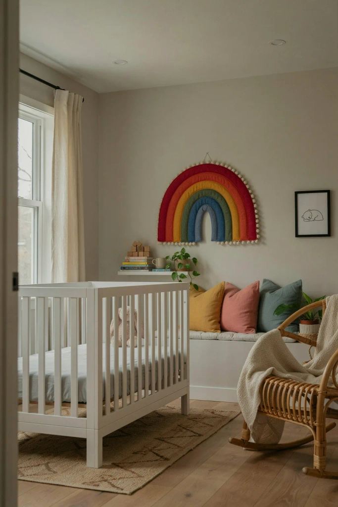 Grey Nursery with Rainbow Accents