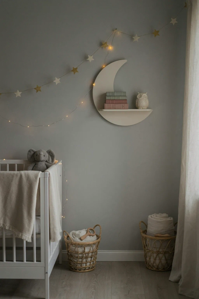 Grey Nursery with Star and Moon Theme