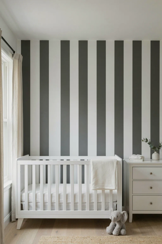  Grey and White Striped Accent Wall