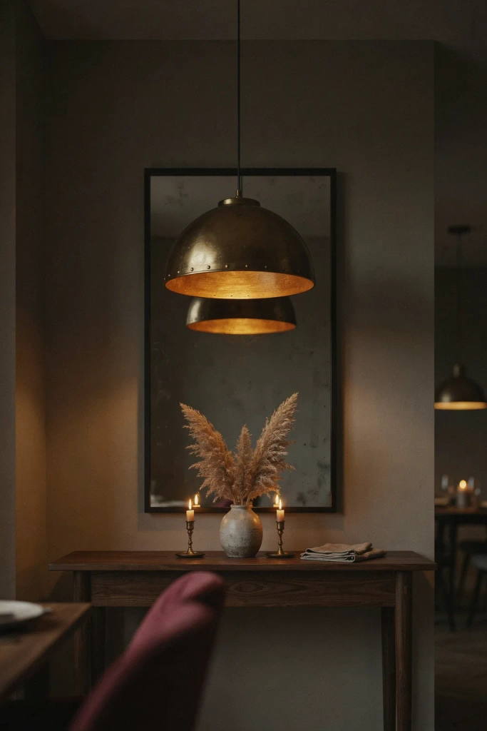 Mirror with Statement Lighting Above