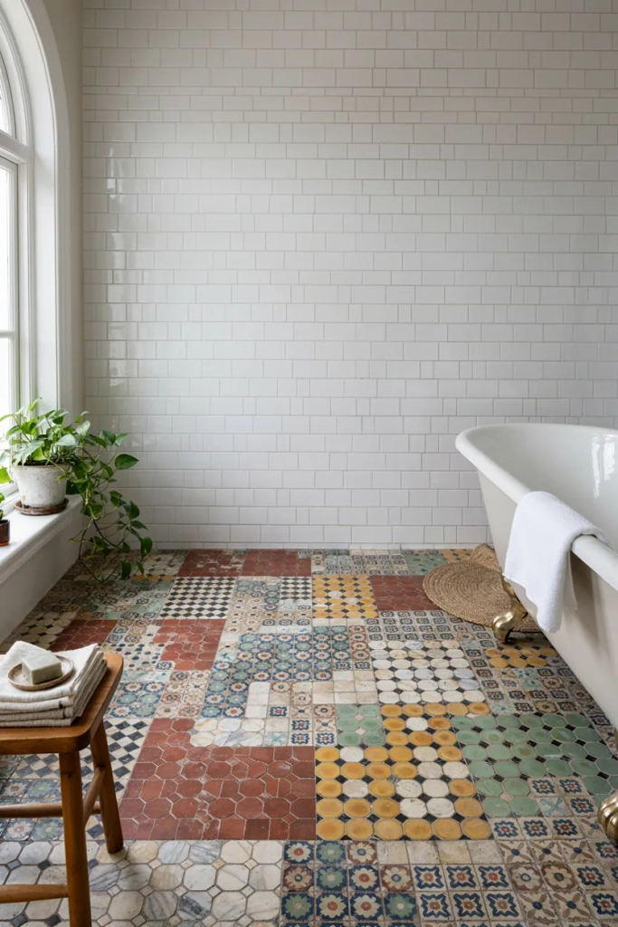 Mismatched Vintage Tile Floor