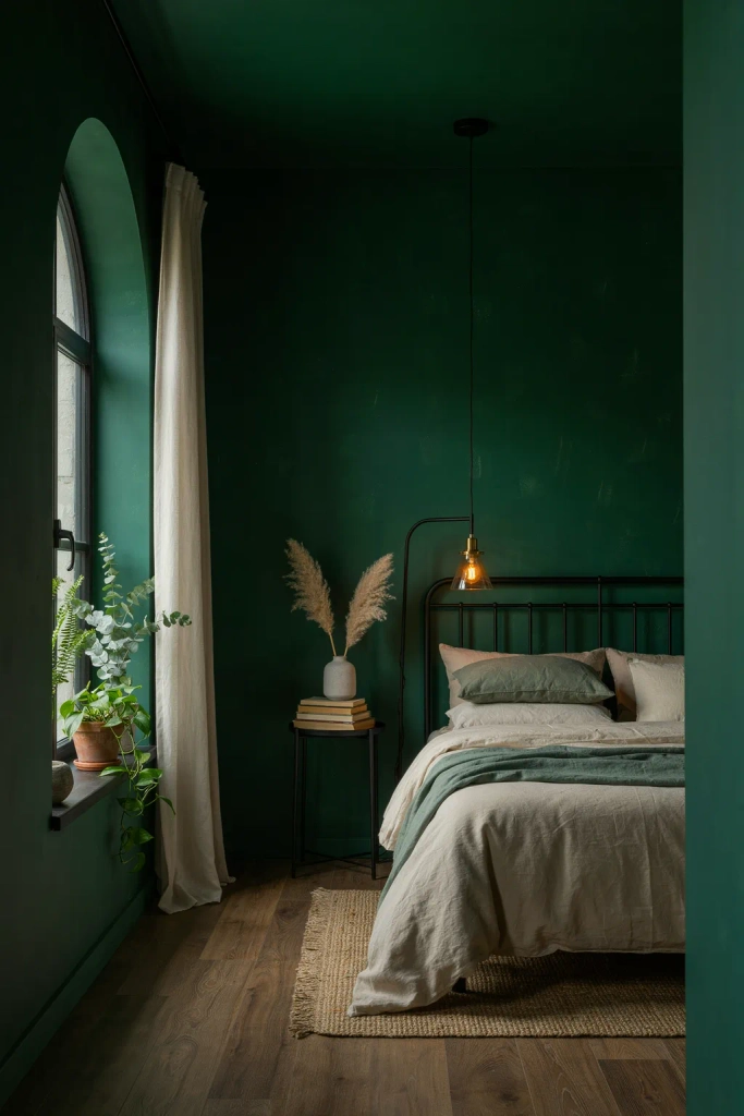 Moody Forest Green Bedroom