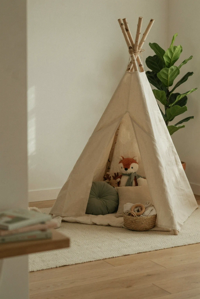 Natural Wood Teepee Play Corner