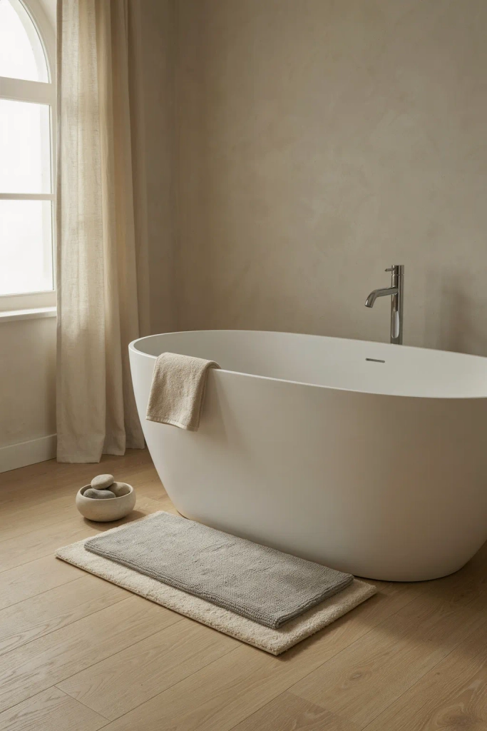 Plush Bath Mat Layering