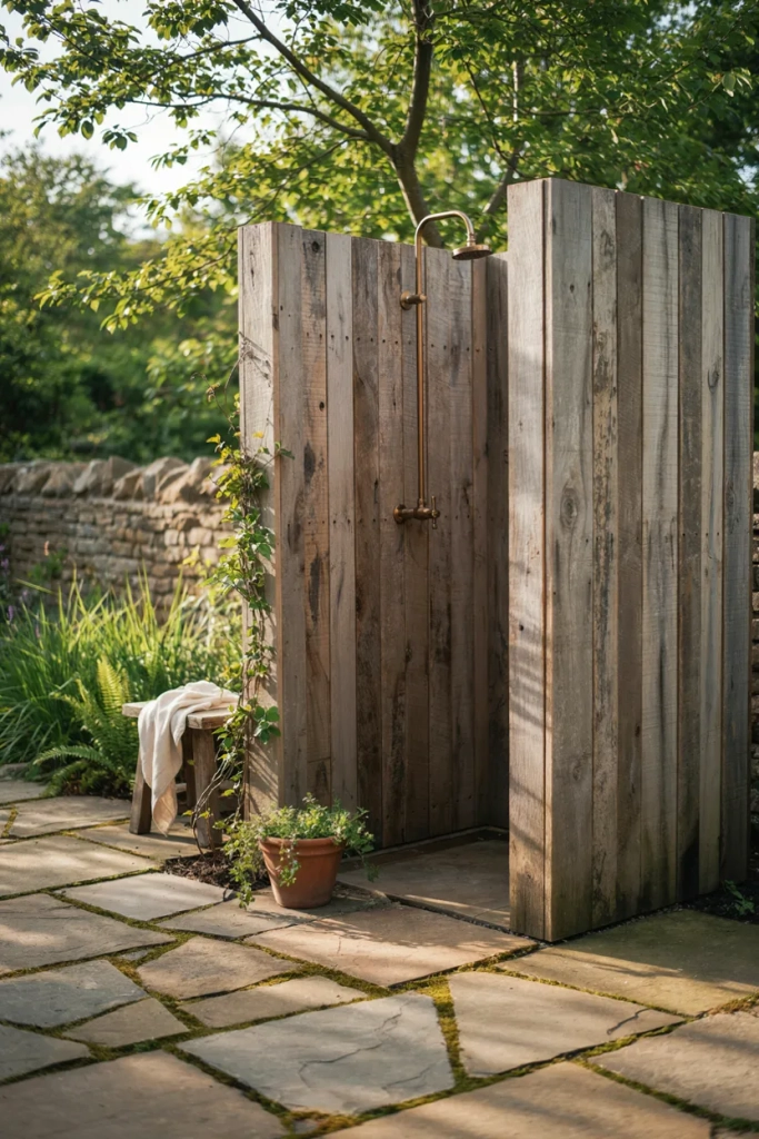 Reclaimed Wood Privacy Panel Shower