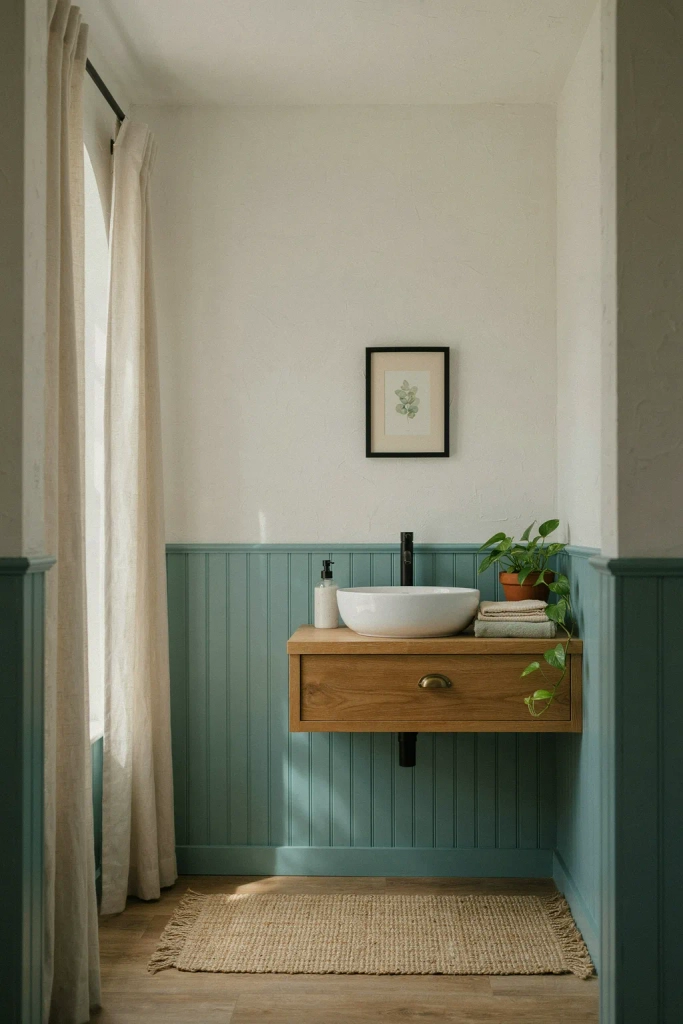 Teal Beadboard Wainscoting
