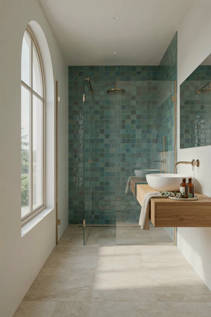  Teal Glass Tile Shower