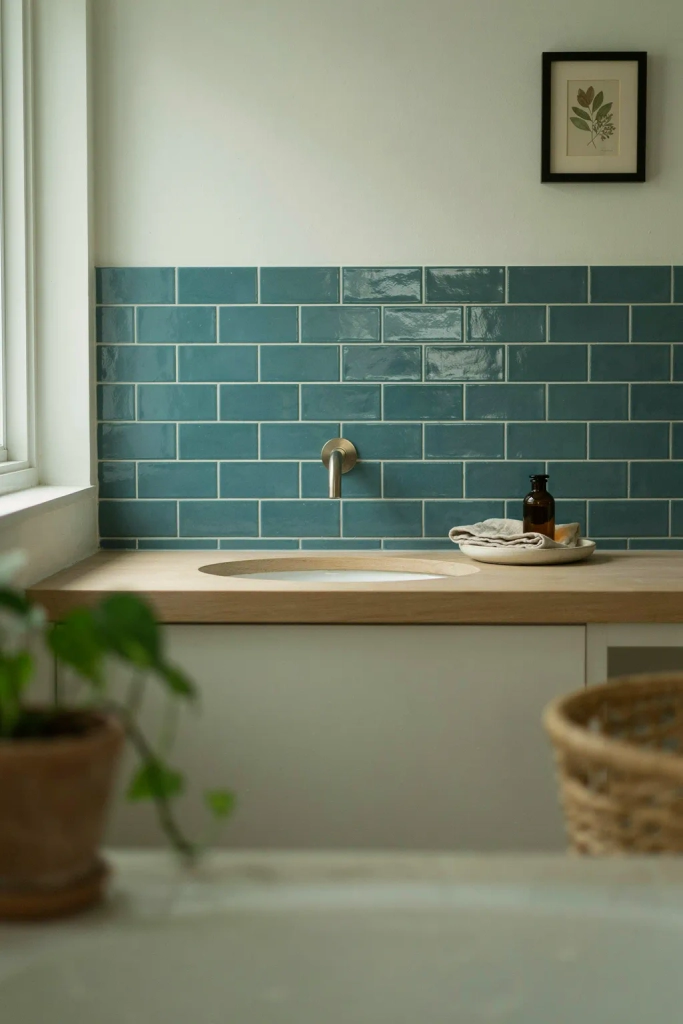 Teal Vanity Backsplash