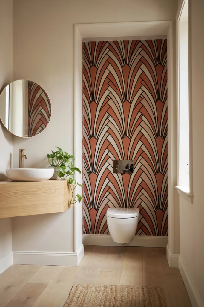 Unexpected Wallpapered Toilet Nook