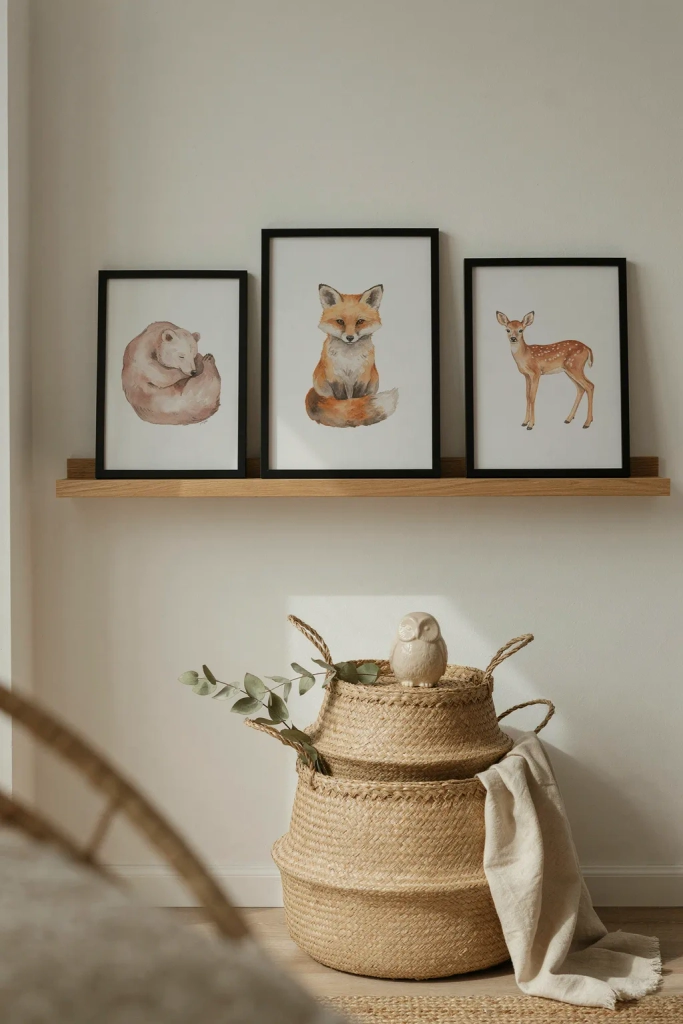 Woven Basket Storage with Forest Prints